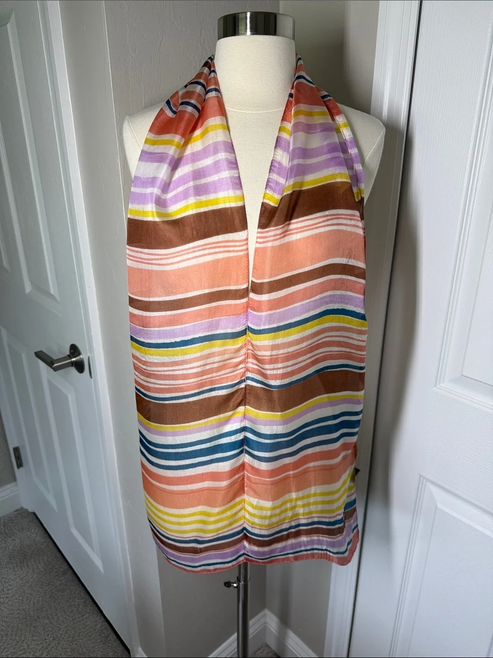 Vivante by VSA, colorful, striped silk scarf